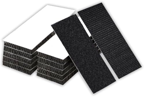 QOMJUFA 10 paar Klettband Selbstklebend Extra Stark, Klebepads Doppelseitig Wiederverwendbar, 3 x 10cm klettband selbstklebend Doppelseitiges Klettverschluss Selbstklebend, Schwarz
