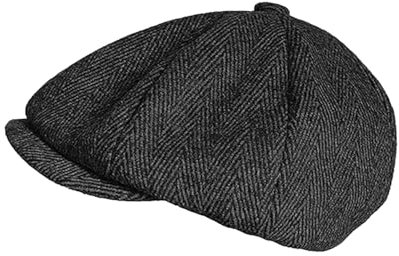 XDGBGFN Newsboy Cap Herren Schiebermütze Herren Barett Cap Retro Herringbone Mütze mit Baumwollfutter 20er Jahre Kostüm Herren Accessoires Mütze (DE/NL/SE/PL, Alphanumerisch, Einheitsgröße, Schwarz)