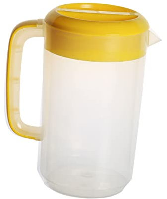 Mikinona Large Capacity Cold Water Kettle Lid Juice Pitcher for Home and Party Use Heat Resistant Beverage Storage Container Bright Yellow