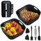 7PCS Air Fryer Accessories for Ninja Double Stack 7.6L Air Fryer SL300UK, Dual Silicone Air Fryer Liners Reusable, Gloves, Silicone Tong, Oil Brush, Spatula Included