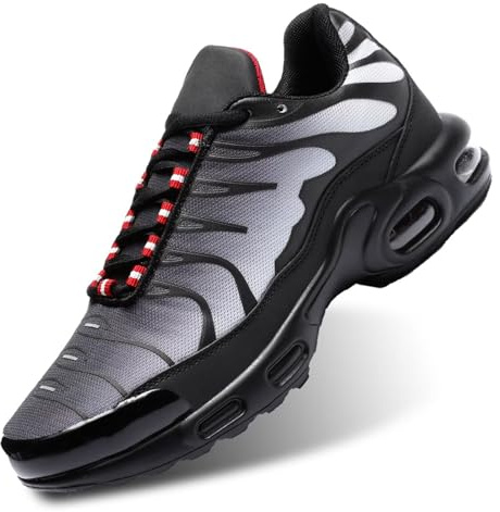 Men's Fashion Sneaker Air Cushion Running Shoes for Men Athletics Non Slip Soft Sole Work Gym Sport Cross Trainer Tennis Basketball Shoes Black Grey
