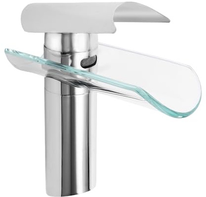 Robinet de salle de bain cascade en laiton robinet monotrou en verre mitigeur de salle de bain mitigeur monocommande en acier inoxydable robinets de cuisine pour cuisines, salles de bains,