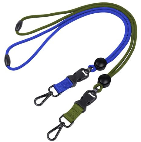 Masper 2 Stück Blau und Olivgrün Breakaway Schlüsselband mit Runden Anpassung Schieberegler, Aabnehmbare Schnalle und Metall Snap Swivel Haken, Heavy Duty lanyard für Ausweishalter und Schlüssel