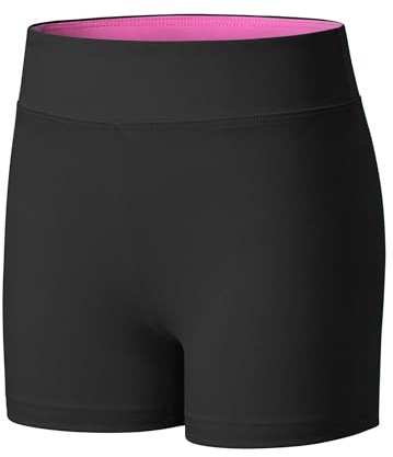 KEREDA Girls Cycling Shorts Stretchy Kids Yoga PE Short | Under Dress School Athletic Gymnastics Dance Bike Riding Black White 5-12 Years