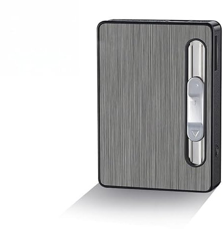 Multifunctional Automatic Lighter with Flashlight | Refillable Butane and USB Rechargeable Lighter with Replaceable Tungsten Core, Pop-Up Cigarette Function for Gifts Men (Black-holds 10 cigarettes)