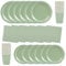 EVYIENEN 64Pcs Sage Green Party Tableware Set,Solid Color Disposable Tableware Set Include Plates Napkins and Cups Dessert Plates for Kids Party Birthday Wedding Table Decorations