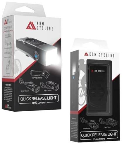 KOM Cycling Quick Releae 1000 ad 350 Lume Bike Frot Light Budle y KOM Cyclig Deiged for Wahoo ad Garmi Mout 6 Mode, To or Bottom Moutig, 30 Degree Hige 350 ad 1000 Light Budle
