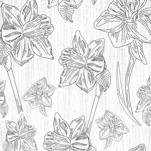 ANLIKY-Pro Selbstklebende Tapete, botanische Natur, zum Abziehen und Aufkleben, Kontaktpapier, handgezeichnetes Ornamentmuster, 44X500CM, abnehmbare dekorative Folie für Schrankmöbel
