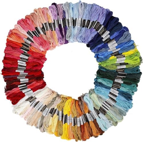 Stickgarn aus Baumwolle, Embroidery Floss in Regenbogenfarben Perfekt für Freundschaftsbänder, Kreuzstich, Stickerei, Freundschaftsbänder, Basteln (150 Farben)