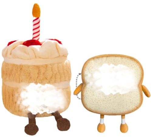 2pcs Cake Kuscheltier,Toastbrot Kissen, Geburtstagskuchen Plüschtier Kissen Weiches,Puppe Spielzeug 3D werfen Kis Cartoon Spielzeug,Lächelnde Cake Plüsch Kreatives Geburtstags Geschenke für Kinder