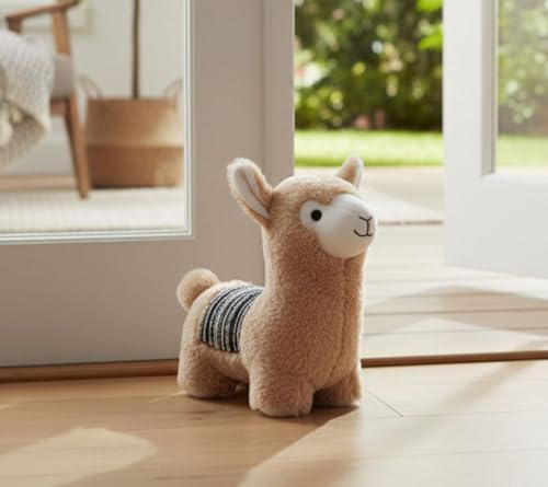 LB H&F Lama Türstopper Stoff – Süßes Alpaka Design – Schwerer Türhalter (ca. 1,5kg) – Dekorative Türbremse Fensterstopper – Weicher Stoff, Sandfüllung Türpuffer
