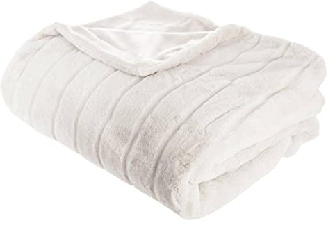 Atmosphera - Plaid Manoir Kunstpelz - weiß 180 × 230 cm - Weiß