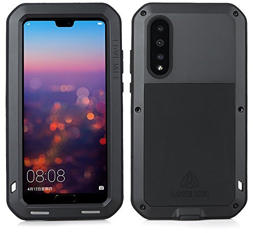 LOVE MEI Huawei P20 Pro Hülle, Heavy Duty Rüstung Tank Stoßfest Schneesicher Schmutzabweisend Staubdicht Case Hybride Aluminium Metall Stoßfest Cover Fall für Huawei P20 Pro 6.1 Zoll (Schwarz)