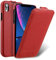 MELCKO Tasche passend für Apple iPhone XR (6,1 Zoll), Case Außenseite aus beschichtetem Leder, Schutz-Hülle klappbar, Flip-Case, Ultra-Slim Cover, Etui, Rot
