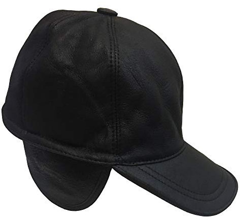 HomeOfSocks 100% Lammfell Leder Cap Umklappbare Ohrenwärmer Damen & Herren Größe XXL (61cm)