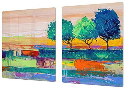 Concept Crystal Gigantic Cutting Board and Cooktop Cover - Glass Kitchen Board;Single: 80 x 52 cm (31,5” x 20,47”); Double: 40 x 52 cm (15,75” x 20,47”); Series of Images DD05B