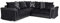 Corner Sofa Bed Sally with Storage Black Fabric/Faux Leather Scatter or Formal Back Cushions (Scatter Back Cushions), 3 Piece Set