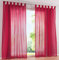 SIMPVALE 2 Stücks Voile Vorhänge zu Gürtelschlaufe transparent Vorhänge Fenster Balkon aus,Rot,140x270cm