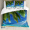 ABAKUHAUS Strand Bettbezugs Set Für Doppelbetten, Sandy Palm Coconut Sea, Milbensicher Allergiker geeignet mit Kissenbezügen, Creme Marine-Grün