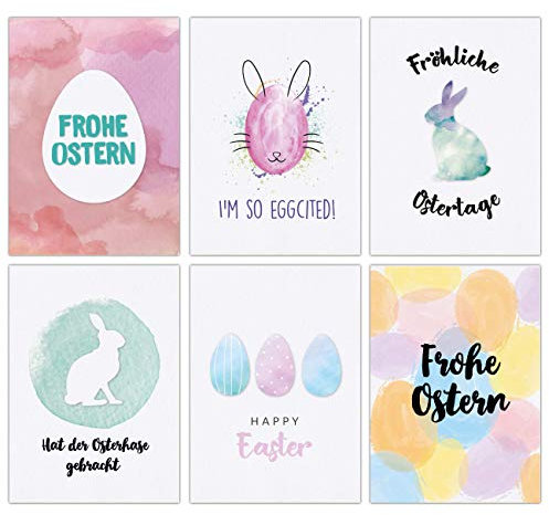 Papierdrachen Osterkarten Set Aquarell - 12 liebevoll gestaltete Postkarten zu Ostern - Grußkarten Set 10