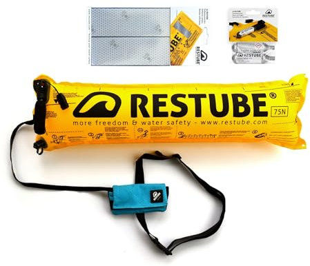 restube Active Kit, Gonfiabile Bambini Adulti Grilletto con Fischietto Emergenza, Salvagente Sport Acquatici Attivi Boa, Nastro Rifrangente, 2 Bombolette CO2 di Ricambio, Menta Ghiaccio, standard