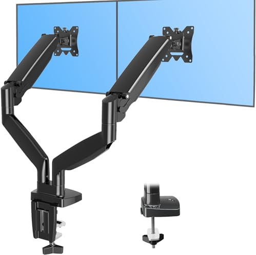 MOUNTUP Ultrawide Dual Monitor Desk Mount for 2 Computer Screen Max 35 Inch, Adjustable Gas Spring Double Monitor Arm, 6.6-30.9lbs Heavy Duty Monitor Stand Holder, VESA Bracket With Clamp/Grommet Base