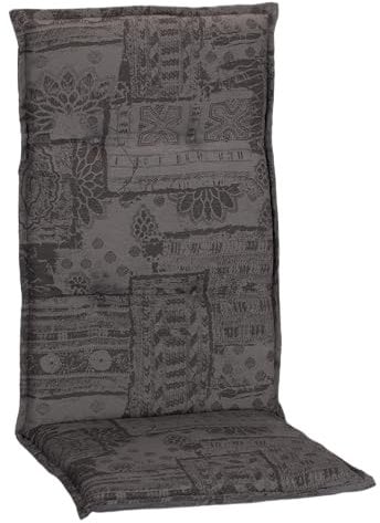 Beo® Gartenstuhlauflagen Barcelona | Waschbar bis 30° | Made in EU | Öko-Tex Standard | Atmungsaktiv & UV-beständig | Sitzkissen Outdoor | 118x50cm | Grau Ornamente