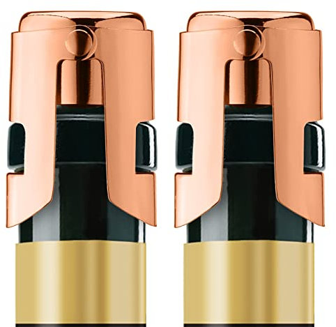OWO Sektverschluss Sektflaschenverschluß Champagner Verschluss Flaschenverschluss Edelstahl Champagnerstopfen Sektkorken für Schaumweine Sekt Champagner (2 Stück Rosagold)