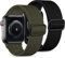 JUVEL Pack 2 Strap Compatible with Apple Watch Straps 45mm 44mm 41mm 40mm 38mm 42mm 49mm, Nylon Sport Elastic Replacement Solo Loop for iWatch SE Ultra Series 8 7 6 5 4 3 2 1, Black/Green