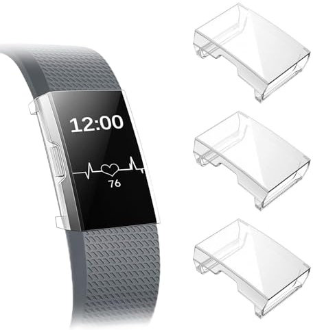Fintie Schutzhülle kompatibel mit Fitbit Charge 2 - [3 Stück] Ultra-Dünn Leichte Displayschutz Polycarbonat Schutzfolie Gehaüse Abdeckung, Transparent