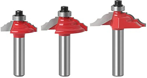 KTouler 3 PCS Panel Cabinet Door Router Bit Set 8mm Shank Cabinet Door Router Bit Set