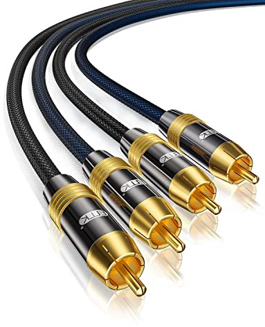 EMK RCA Cable, 2RCA Male to 2RCA Male Stereo Audio Cable HiFi System Interconnect Cable (1.5M, 2RCA Male to 2RCA Male Audio Cable, Black)
