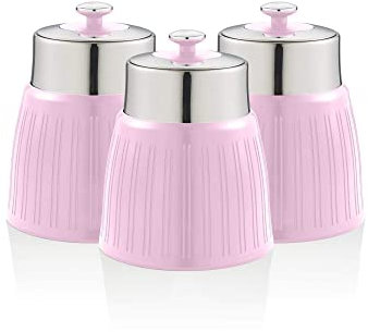 Swan SWKA1024PN Retro Set mit 3 Kanistern, rosa