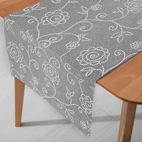DecoHomeTextil Heimtextilmanufaktur Miami 3D Druck Tischläufer Tablerunner Breite 40 cm Länge und Farbe wählbar Mediterran Grau 40 x 250 cm
