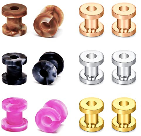 MODRSA Ohr Tunnel Plugs Piercing 10MM 00G Acryl & Chirurgenstahl Ear Stretcher Piercing Ear Gauge Expander Stretching Piercing Screw Double Flared Ear Plugs Piercing
