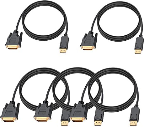 HANNORD DisplayPort to DVI Adapter, DP to DVI Converter Male to Male Display Port DVI Cable for PC Computer Laptop Desktop, 1080P HD Cord Compatible with Lenovo, HP, Dell (6 Feet)-5Pack