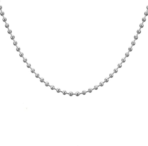 KnSam Edelstahl Kugelkette 70 cm, Ketten Herren Schmuck Silber Kette Edelstahl Breit 3.2MM Hip Hop Freundschaftskette Jungen