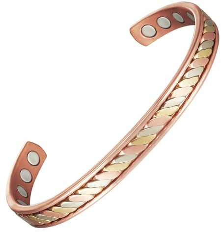 EnerCoppeX Kupfer-Magnetarmbänder für Männer und Frauen mit starken Magneten, dreifarbiges Kupfer, 99,99% reines massives Kupfer, Armreif, Schmuckgeschenk