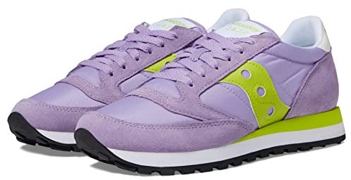 Saucony Sneakers Saucony Original modello JAZZ ORIGINAL Donna colore Viola e giallo. Le scarpe sono realizzate in morbida pelle scamosciata con inserti in nylon. L'intersuola, in Eva bicolore leggeris