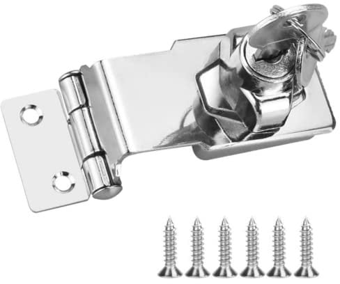 Keyed Hasp Lock - 90 Degrees Door Lock - 3 Inch Padlocks with Keys - Hasp and Staple Set for Loft Hatch Lock, Gate Lock, Cupboard Locks, Locker Padlocks, Cabinet Lock