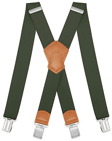 Dresime Hosenträger für Herren mit 4 starken Clips 4cm breit, X Form elastisch einstellbar Länge für Männer und Damen Overalls Jeans, Arbeitshosen, Jumpsuits, Motorradhosen, etc.