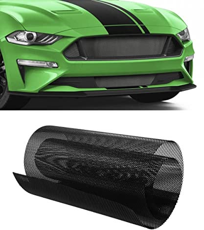 ESEWALAS Universal 101,6 x 33 cm Auto-Grillgitter, schwarz lackierte Aluminiumlegierung, Gitter-Rolle, passend für Stoßstange, Motorhaubenentlüftung, Fahrzeugöffnung. (Schwarz, 3 x 6 mm Raute)