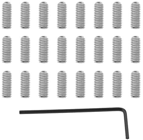 VGOL 50pcs Metric Metal Guitar Bridge Saddle Height Adjustment Screws Compatible with Stratocaster/Telecaster with 1x Allen Wrench Silver, M3x10mm