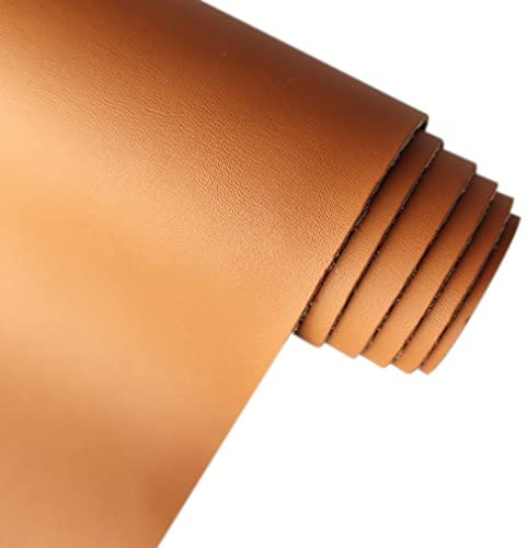 XHT Glattes und Weiches Einfarbiges Kunstleder, 30 x 135 cm, zum Nähen von DIY-Artikeln wie Kleidung und Ledertaschen (Hellbraun)