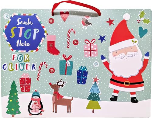 Make Your Own Santa Stop Here Sign – Christmas Craft Kit for Kids | Personalised DIY Christmas Decoration with Stickers, Ribbon & Backing Board | Fun Festive Activity for Boys & Girls Ages 3+