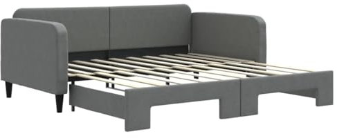 vidaXL Tagesbett Ausziehbar Dunkelgrau 90x190 cm Stoff