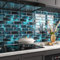 FunStick Piastrelle Adesive Cucina Blu Scuro Adesivi per Piastrelle Bagno Impermeabile 30×30CM 5 Piastrelle Adesive Muro Cucina Soggiorno 3D Blu Scuro Mattonelle Adesive Cucina Rivestimento Parete