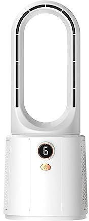 Ventilador de escritorio sin aspas, ventilador de torre de 6 velocidades, diseño antideslizante, ventilador de mesa silencioso sin aspas, ventilador de refrigeración sin aspas con luz nocturna, ventil