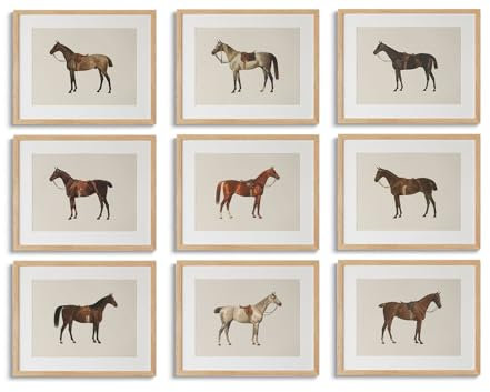 LOARTVE Leinwand-Poster, Vintage-Pferd, Kunstdrucke, rustikale Galerie, Wanddekoration, Bilder für Wohnzimmer, Büro, Schlafzimmer, Dekoration, ungerahmt, 9 Stück
