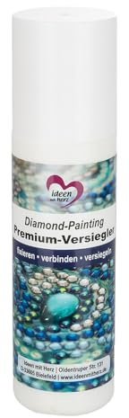 Idées avec cœur Diamond-Painting Premium scellant | Scellement pour des images brillantes | réparer | connecter | sceau | tube éponge pratique | Couche protectrice pour diamants et puzzles (100 ml)